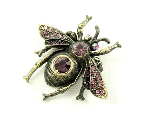 Bumble Bee Brooch Crystal Amethyst Purple Bee By Pinkfoxfindings