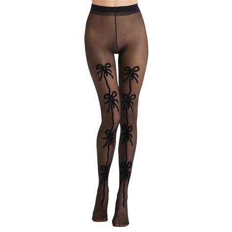 Denier Flocked Patterned Tights For Women Elastic High Waist Mesh See Through Thin Stockings