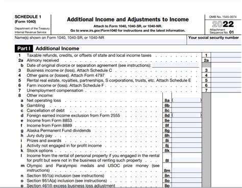 Irs Form 1040 Schedule 1 Additional Income And Adjustments To Income