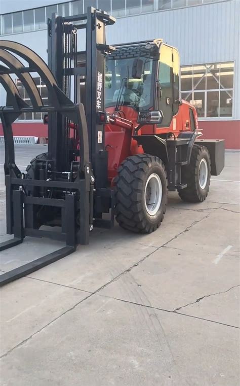 Ton Ton Ride On Rough Terrain Forklift Trucks Mountain Forest