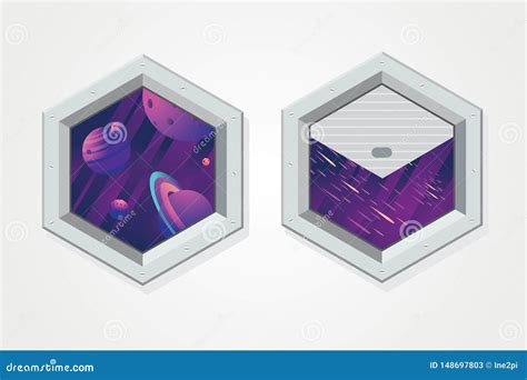 Porta Del Veh Culo Espacial Ventana Futurista Con El Cielo Las