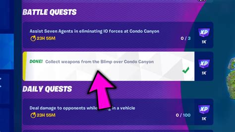 Collect Weapons From The Blimp Over Condo Canyon Fortnite Battle Quests Youtube