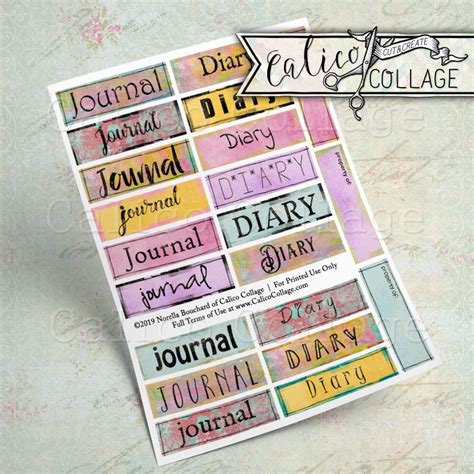 Printable Journal And Diary Labels Calicocollage