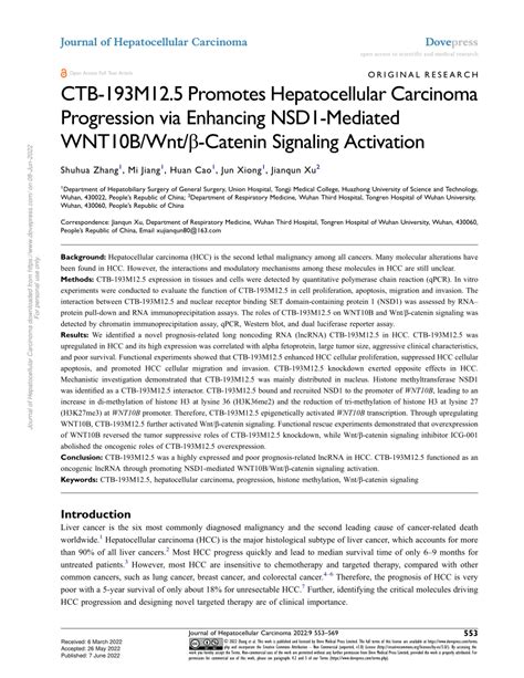 PDF CTB 193M12 5 Promotes Hepatocellular Carcinoma Progression Via