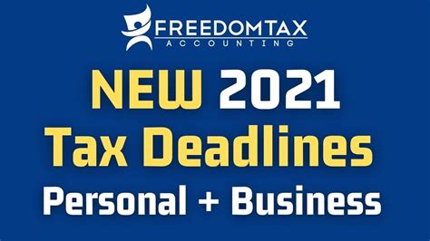 New 2021 Tax Deadline Extensions For Individuals And Businesses Youtube