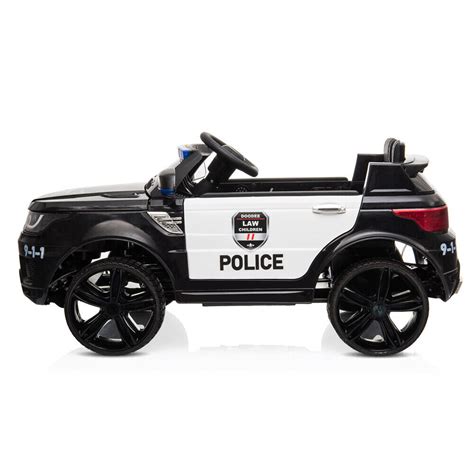 Interactive 12V Kids Police SUV Ride-On Car with LED Lights, Music, Si