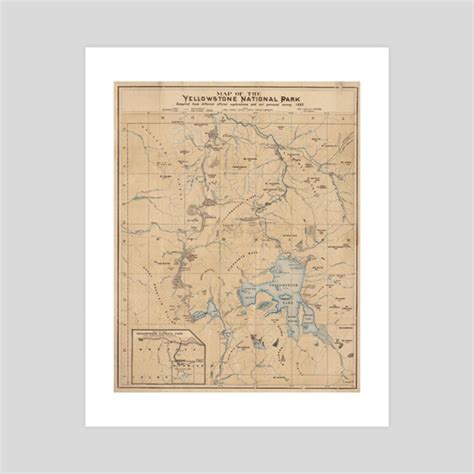 Vintage Map of Yellowstone National Park (1889) , an art print by ...