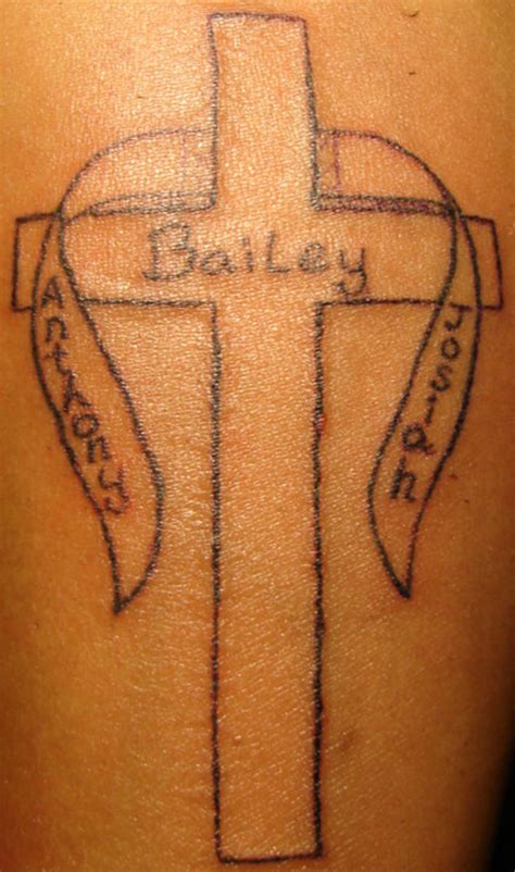 Cross Outline With Bannerboy Names Tattoo Pictures At Checkoutmyink