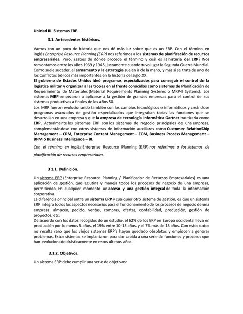 Unidad Iii Sistemas Erp Unidad Iii Sistemas Erp Antecedentes