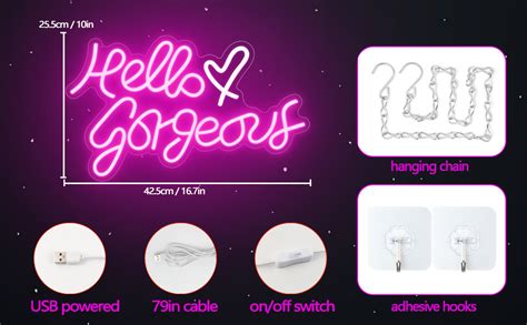 Hello Gorgeous Neon Signs For Wall Decor Usb Powered Neon Sign Light