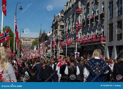 Crowds Lining the Street for the Children`s Parade on Norway`s National ...