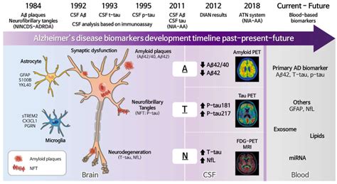 Schematic summarizes the milestones of Alzheimer’s disease biomarkers ...