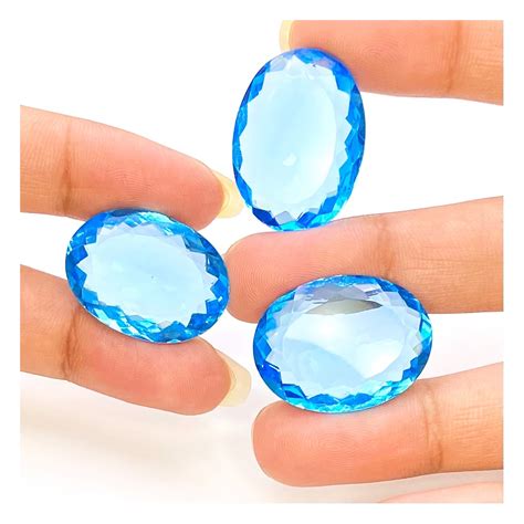 Hydro Sky Blue Quartz 24x18 26x19mm Faceted Oval AAA Grade Gemstones