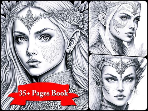 The Elf Queen A Fantasy Adult Coloring Book Grayscale Coloring Adult Coloring Book Girls