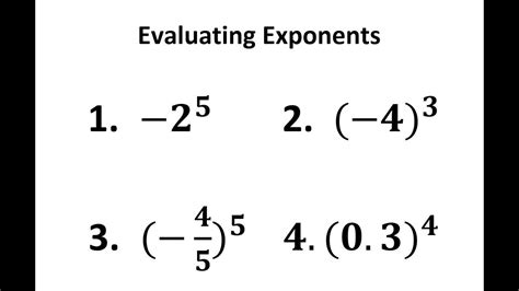 Evaluating Expressions With Exponents