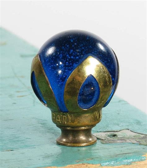 Lamp Finial Cobalt Blue Glass And Brass Chilo Marble Lampshade Finial