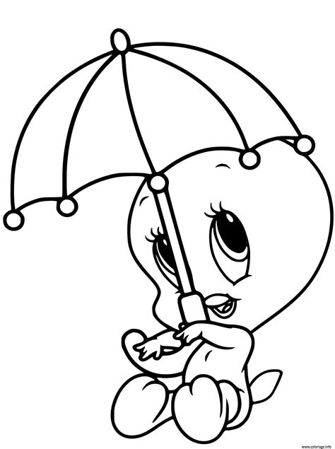 Coloriage Titi Looney Tunes Sous La Pluie Dessin Titi à imprimer