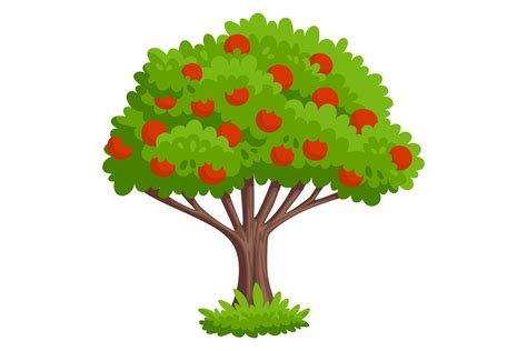 Apple Tree Icon. Cartoon Red Fruit Plant Graphic by ladadikart ...