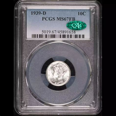 1939-D Dimes Winged Liberty Head or Mercury PCGS MS-67 FB CAC CAC ...