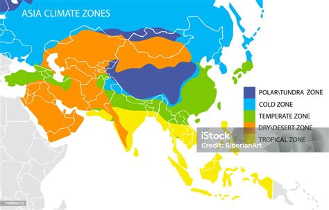 Peta Zona Iklim Asia Infografis Geografis Vektor Ilustrasi Stok - Unduh Gambar Sekarang - Peta ...