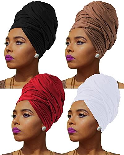 CMAOJREA Lot de 4 foulards de tête pour femme turban en jersey