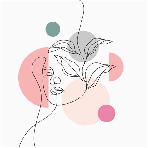 Rostro De Mujer Con Flor Elegante Estilo De L Nea De Arte De Una L Nea