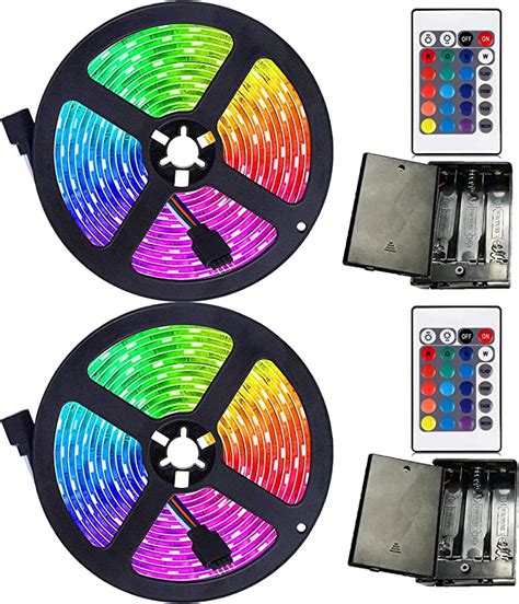 111111 Battery Powered Led Strip Lights 2 Pack 6 56ft Strip