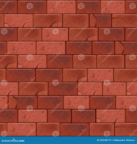 Red Brick Wall Seamless Pattern Brown Stone Clay Tiles Vector Texture