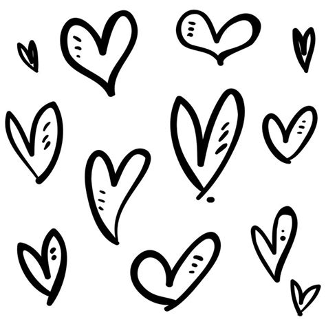 Premium Vector Doodle Hearts Hand Drawn Love Hearts Vector Illustration