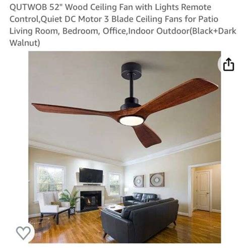 QUTWOB 52 Wood Ceiling Fan With Lights Remote Control Quiet DC Motor 3