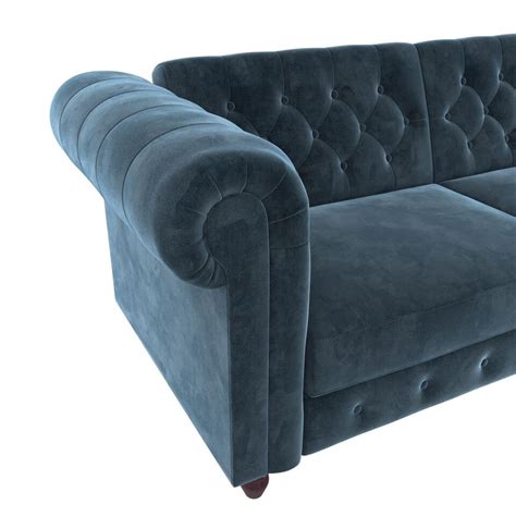 Felix Vintage Retro Style Chesterfield Sofa Bed Blue Velvet By Dorel