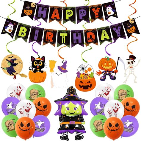 Halloween Happy Birthday Banner And Halloween Hanging