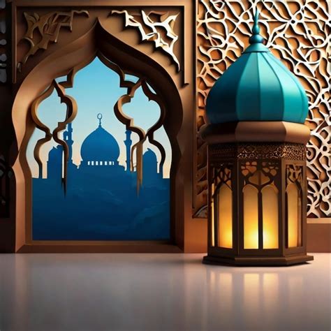 Eid Ul Fitr D Lantern And Mosque Window Islamic Greeting Cards Eid