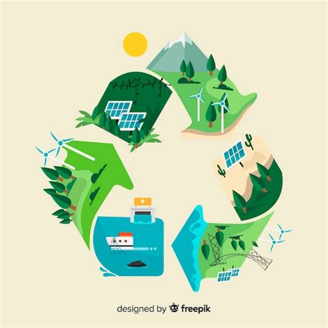 Concepto De Ecología En Diseño Plano Con Elementos Naturales Vector Gratis