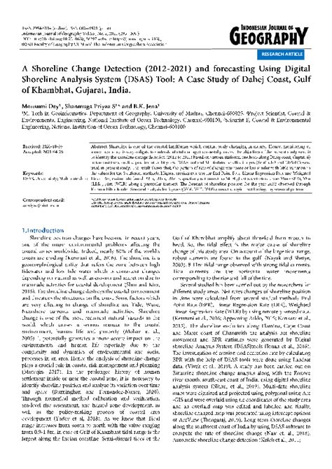 Pdf A Shoreline Change Detection 2012 2021 And Forecasting Using