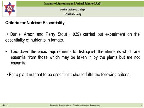 Criteria For Nutrient Essentiality Ppt