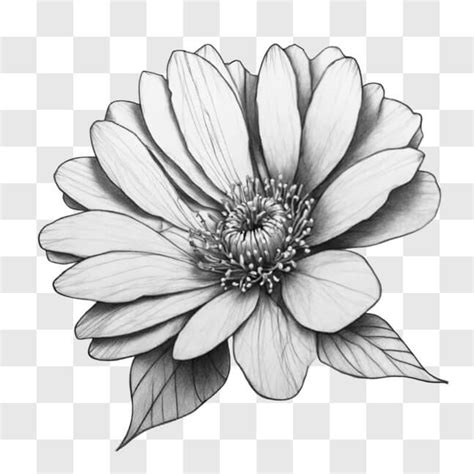 Descarga Dibujo de Flor en Blanco y Negro para Arte y Educación