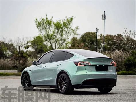 特斯拉Model Y 梦幻松石绿改色膜 效果图 车膜网