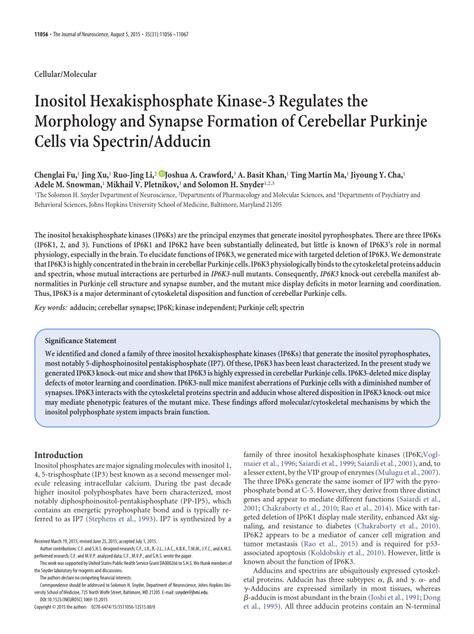 PDF Inositol Hexakisphosphate Kinase 3 Regulates The Morphology And