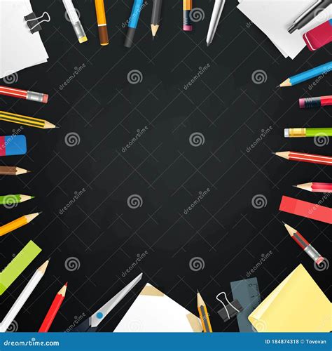 School Chalkboard With Different Objects Stock Vector Illustration Of Objects Holiday 184874318