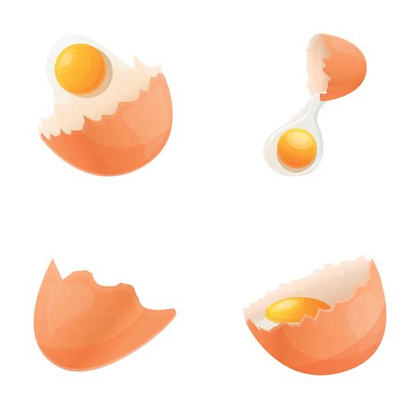 Chicken egg icons set cartoon vector. Fresh raw chicken egg 32035710 ...