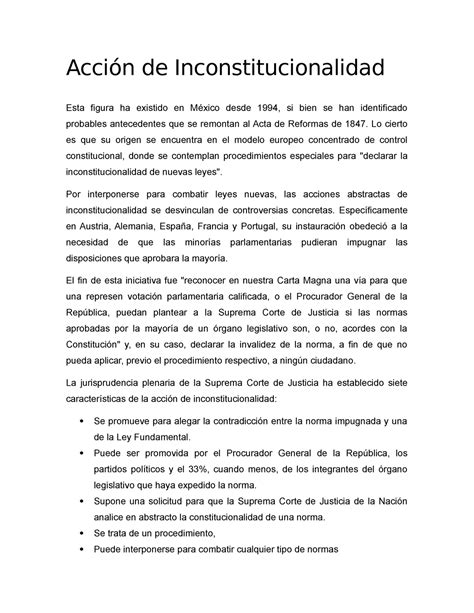 Acción De Inconstitucionalidad Acción De Inconstitucionalidad Esta