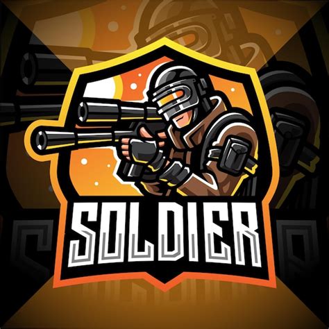 Diseño de logotipo de juego de esport de mascota de soldado Vector