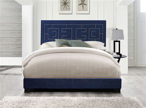 Ishiko III Dark Blue Velvet Bed Frame - Las Vegas Furniture Store ...