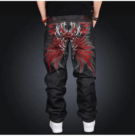 New Designer Jeans Mens Hip Hop Baggy Denim Jeans Mens Loose Fit