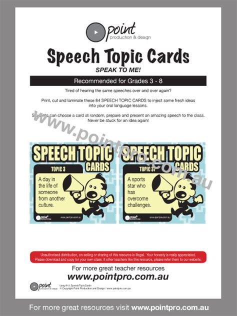 Speech Topic Cards