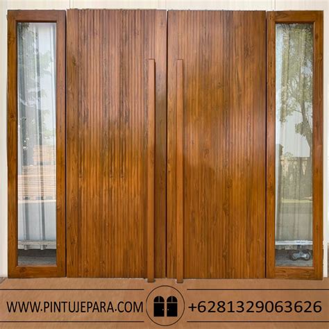 Jual Daun Pintu Minimalis Double Kayu Jati 2 Frame Jendela PJ 110