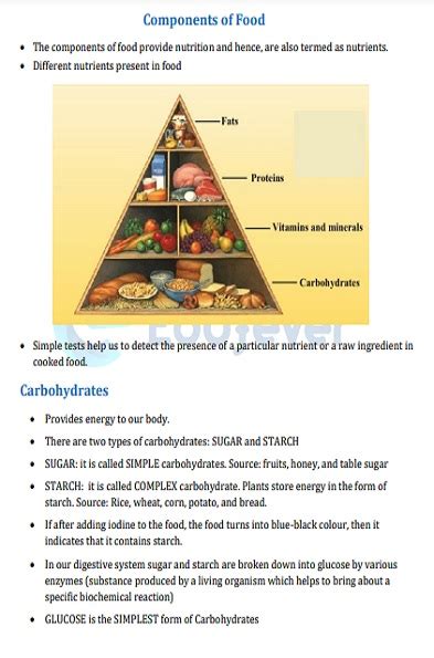 Class Science Chapter Components Of Food