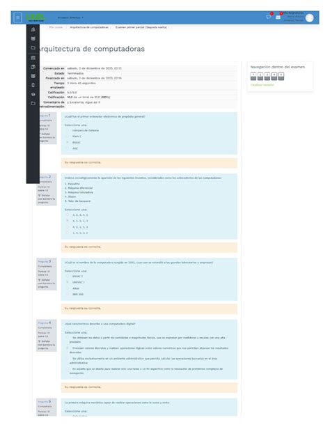 Arquitectura De Computadoras Examen Primer Parcial Segunda Vuelta