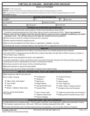 Fillable Online New Employee Orientation Checklist Fax Email Print